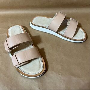 Rag & Bone | Parker Slide Sandals Sheep Nappa Leather Two Strap Stone Size 9.5